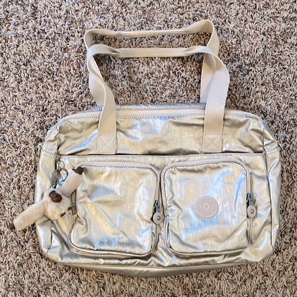 Kipling Metallic Satchel w/ Monkey Keychain